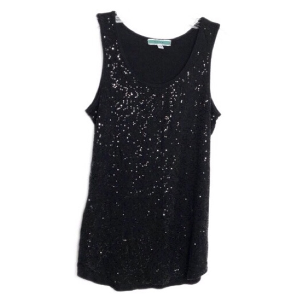 Pleione Black Sequin Tank Top Large